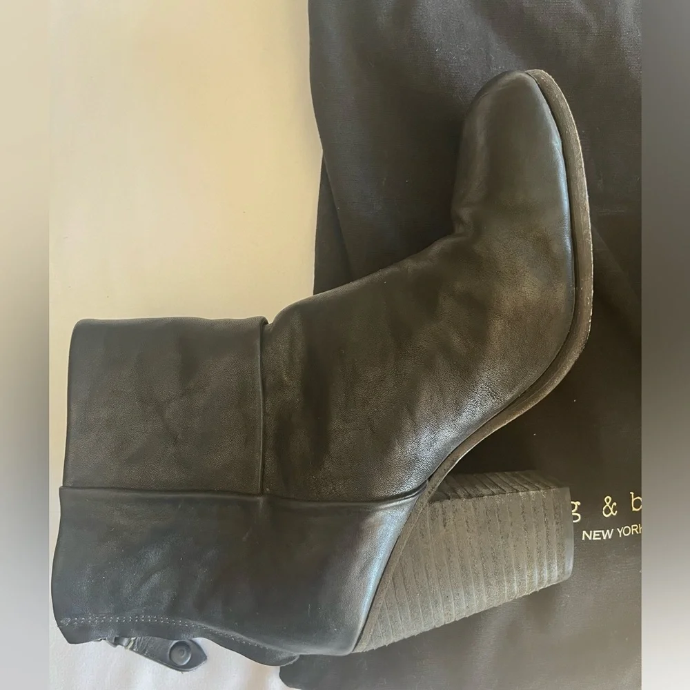 $450 Rag & Bone Size 7.5(37.5) Leather Ankle Boots Heels Shoes - Picture 12 of 14
